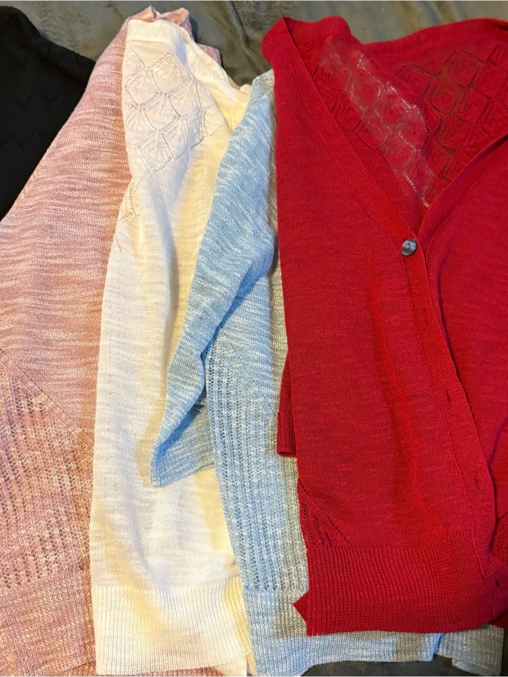 SHEIN Multicolor Lightweight V-Neck Cardigan Set - Red, Blue, Pink, White - Picture 1 of 5